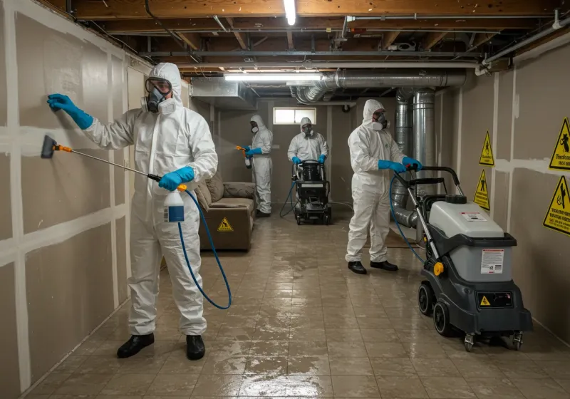 Basement Moisture Removal and Structural Drying process in Moses Lake North, WA